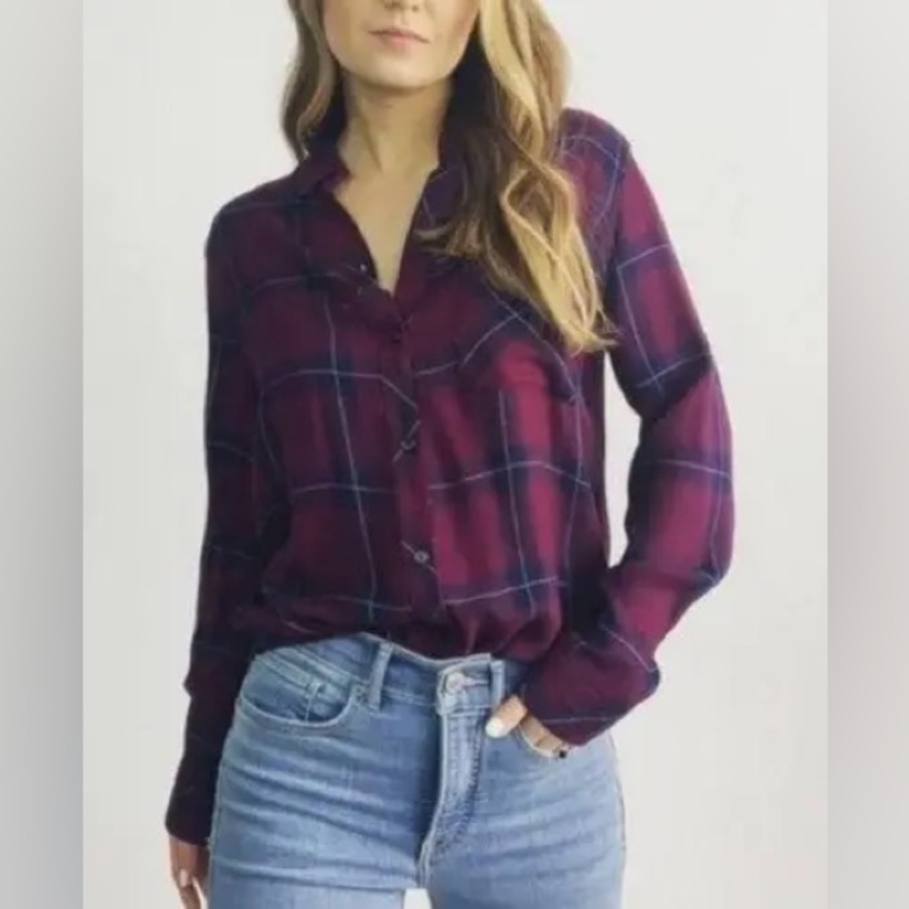 Rails hunter plaid flannel merlot and navy size small